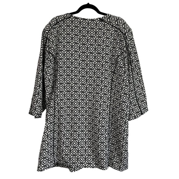 Silk Land Womens 3X Black White Geometric Print Jacket Front Hook Eye Closure - Picture 7 of 8